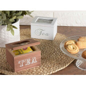 Cutie pliculete ceai lemn maro 10x8.5x7 cm