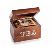 Set 2 cutii ceai lemn maro alb 10x8.5x7 cm