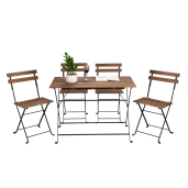 Set mobilier gradina otel negru lemn maro Sedan 100x54x71 cm, 39x44x80 cm