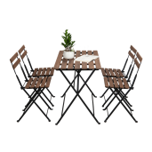 Set mobilier gradina otel negru lemn maro Sedan 100x54x71 cm, 39x44x80 cm