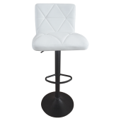 Scaun bar metal negru piele ecologica alba Selest 43x51x90-111 cm