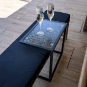 Masa de gradina otel negru sticla securizata Selko 45x30x46 cm