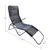 Sezlong de gradina negru gri Selno 58x160x97 cm