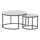 Set 2 masute cafea mdf alb metal negru Iklin 80x45 cm, 50x40 cm 