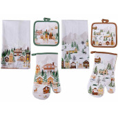 Set textile bucatarie Craciun 38x64 cm 18x30 cm, 18x18 cm
