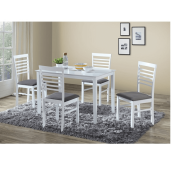 Set masa si 4 scaune alb gri Brisbo 110x70x76 cm, 42x45.5x93.5 cm