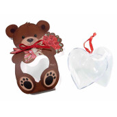 Set 20 inimioare plastic, cutie Craciun cm 9,5 x 5,5 x 10 H