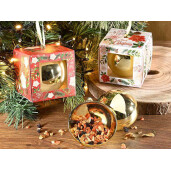 Set 20 sfere plastic auriu, cutie Craciun cm 8 x 8 x 8 H