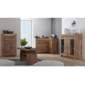 Comoda de colt din pal maro frasin deschis Infinity 131x42x103.5 cm