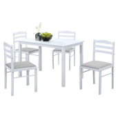 Set masa, 4 scaune mdf alb textil gri Somin 110,5x70,5x76 cm, 40,6x45x84,6 cm