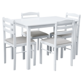 Set masa, 4 scaune mdf alb textil gri Somin 110,5x70,5x76 cm, 40,6x45x84,6 cm