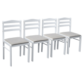 Set masa, 4 scaune mdf alb textil gri Somin 110,5x70,5x76 cm, 40,6x45x84,6 cm
