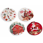 Set 4 suporturi vase fierbinti Craciun ceramica multicolora cm 20 x 21 H