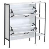 Pantofar pal alb otel negru Sovio 88x24x87 cm