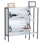 Pantofar pal alb otel negru Sovio 88x24x87 cm