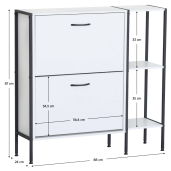 Pantofar pal alb otel negru Sovio 88x24x87 cm