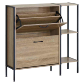 Pantofar pal stejar otel negru Sovio 88x24x87 cm