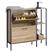 Pantofar pal stejar otel negru Sovio 88x24x87 cm