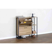 Pantofar pal stejar otel negru Sovio 88x24x87 cm