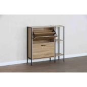 Pantofar pal stejar otel negru Sovio 88x24x87 cm