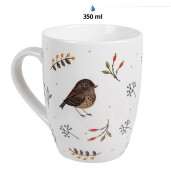 Set 6 cani portelan Bird 12x8x10 cm, 350 ml
