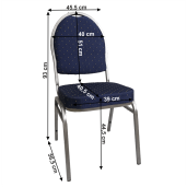 Scaun tapiterie textil albastru cadru metal gri Jeffs 45.5x56.5x93 cm 