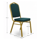 Scaun tapiterie textil verde cadru fier auriu Zina 44x50x93 cm