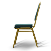 Scaun tapiterie textil verde cadru fier auriu Zina 44x50x93 cm