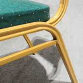 Scaun tapiterie textil verde cadru fier auriu Zina 44x50x93 cm