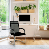 Scaun sedinta negru argintiu Esin 55x64x93 cm