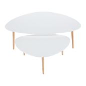 Set 2 masute mdf alb fag natur Folko 116x66x45 cm, 75x43x39 cm