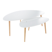 Set 2 masute mdf alb fag natur Folko 116x66x45 cm, 75x43x39 cm