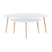 Set 2 masute mdf alb fag natur Folko 116x66x45 cm, 75x43x39 cm