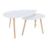 Set 2 masute mdf alb fag natur Folko 116x66x45 cm, 75x43x39 cm