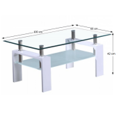Masuta sticla alb lucios Libor 100x60x42 cm