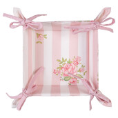 Cos paine bumbac verde roz 35x35x8 cm