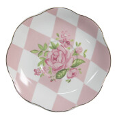 Set 4 cesti portelan alb roz verde 12x9x6 cm, 14x2 cm, 200 ml