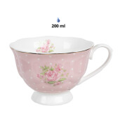 Set 4 cesti portelan alb verde roz 12x9x6 cm, 14x2 cm, 200 ml