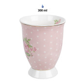 Set 6 cani portelan roz verde alb 12x8x10 cm, 300 ml