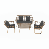 Set mobilier de gradina 4 piese rattan artificial maro perne gri Tajro 140x75x77 cm 