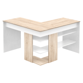 Birou de colt DTD stejar sonoma alb Tamari 120x120x75,4 cm