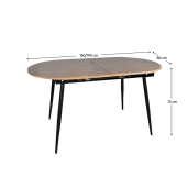Masa dining extensibila stejar neagra Tameron 150-190x80x75 cm