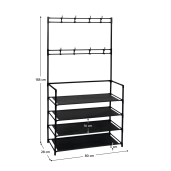 Cuier cu suport pentru pantofi negru Taras 80x28x158 cm 
