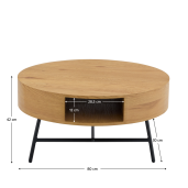 Masuta stejar negru Tarmon 80x42 cm