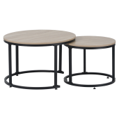 Set 2 masute cafea mdf laminat stejar sonoma metal negru Tarni 70x45 cm, 50x40 cm
