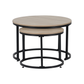 Set 2 masute cafea mdf laminat stejar sonoma metal negru Tarni 70x45 cm, 50x40 cm