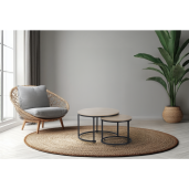 Set 2 masute cafea mdf laminat stejar sonoma metal negru Tarni 70x45 cm, 50x40 cm