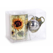 Set 3 cani portelan, 3 infuzoare, 3 farfurioare 7.5x10.5 cm, 280 ml