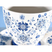 Ceasca portelan alb albastru in cutie cadou 10.5x9.5 cm, 400 ml