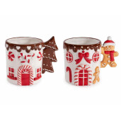 Set 4 cani Craciun ceramica multicolora Ø 9,5 cm x 10 H, 400 ml